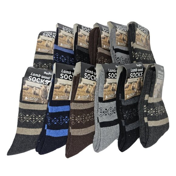 iBerryNY Other - Men Wool Socks 10-13  Lamb Wool Warm Winter Crew Socks Foxes Print 12-PACK, NWT